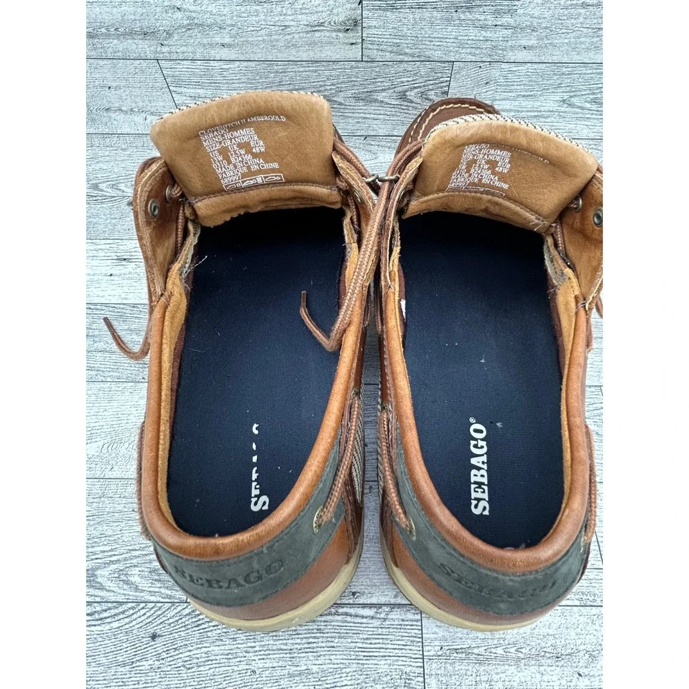 Sebago Clovehitch II Amber Gold Leather Boat Shoes Men Sz 13W Wide Deck Shoe